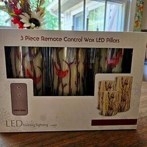 Remote Control Wax LED Pillars with Cardinals